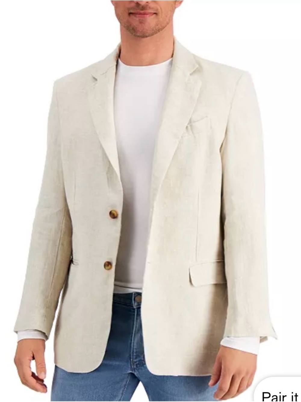 Club Room Cream Linen Sport Coat Blazer